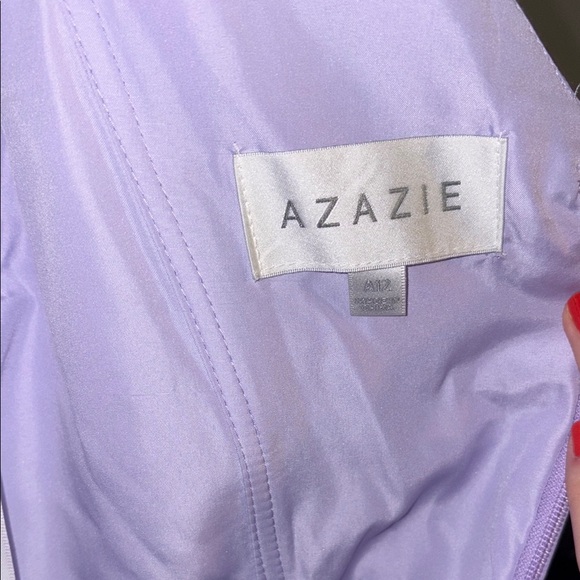 Azazie Lilac Sleeveless V-Neck Gown - Picture 3 of 10